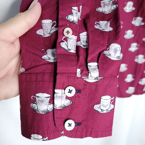 TALBOTS Women's Teacup/Saucer Print Button Down Shirt SMALL - Picture 6 of 13